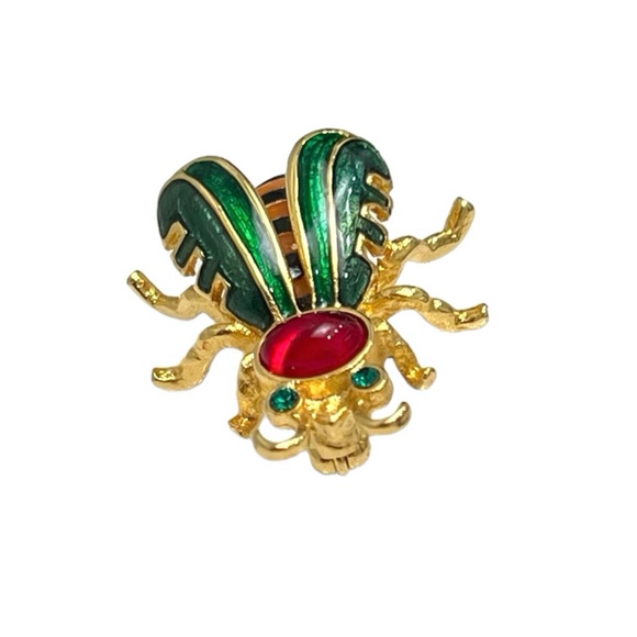 VINTAGE JOAN RIVERS ENAMEL & GOLD TONE HONEY BEE BROOCH - Picture 14 of 16